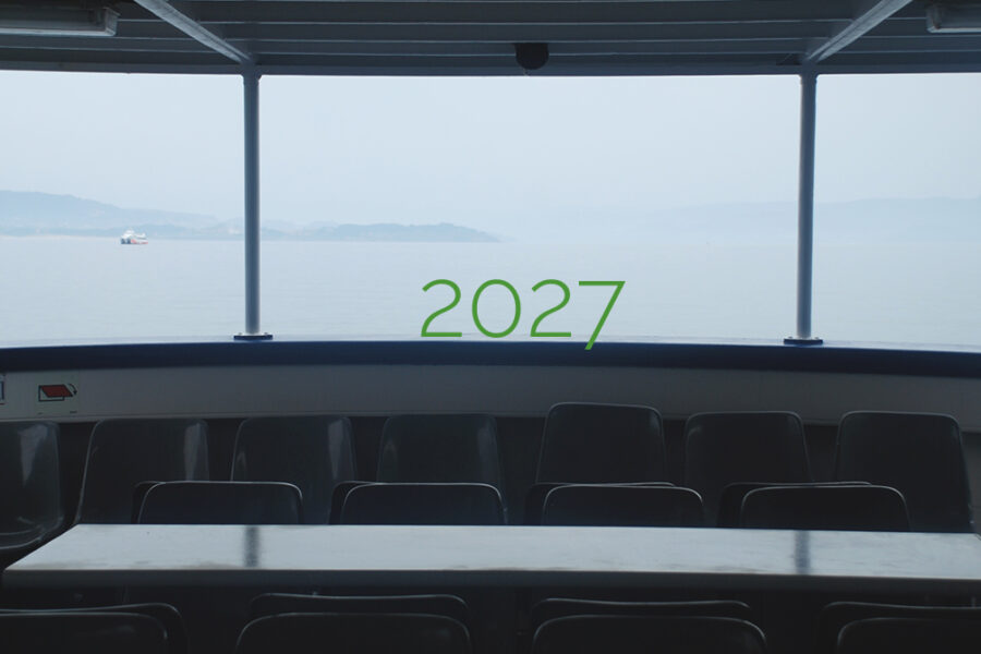 Trüber Ausblick von einer Fähre aus, 2027