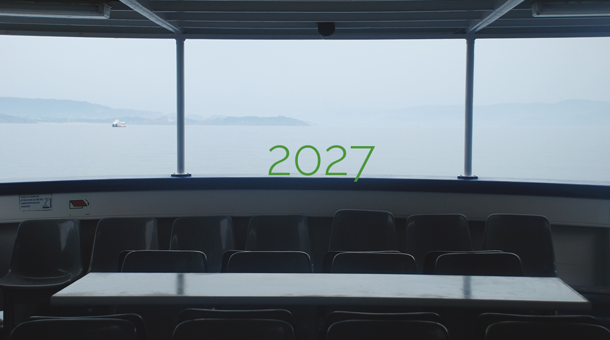 Trüber Ausblick von einer Fähre aus, 2027